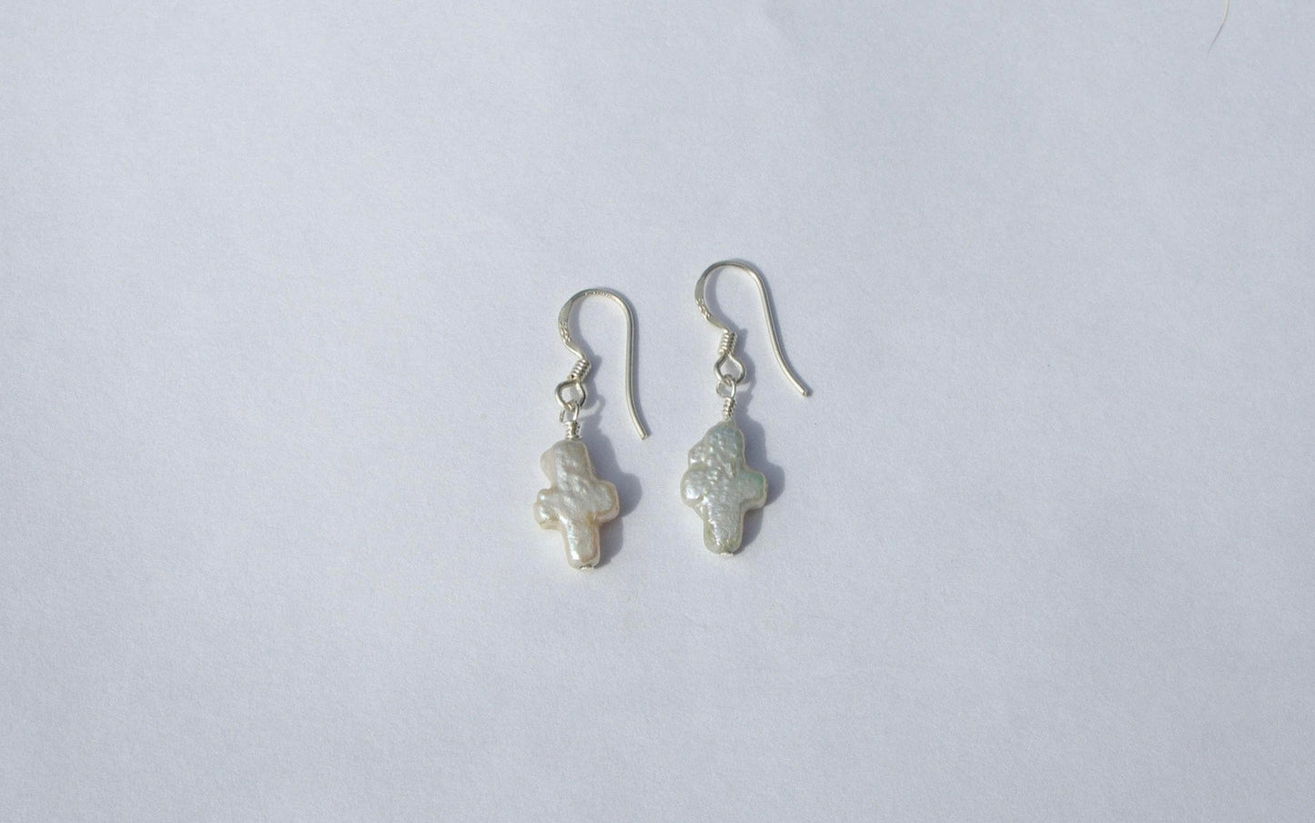 Pearl cross earrings