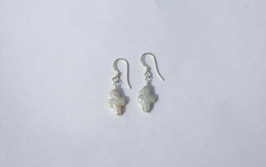 Pearl cross earrings