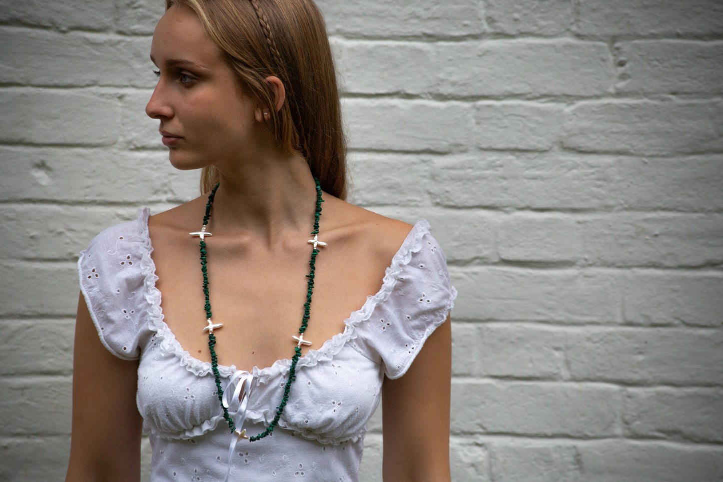 Malachite and pearl crosses