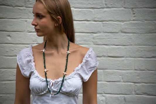 Malachite and pearl crosses