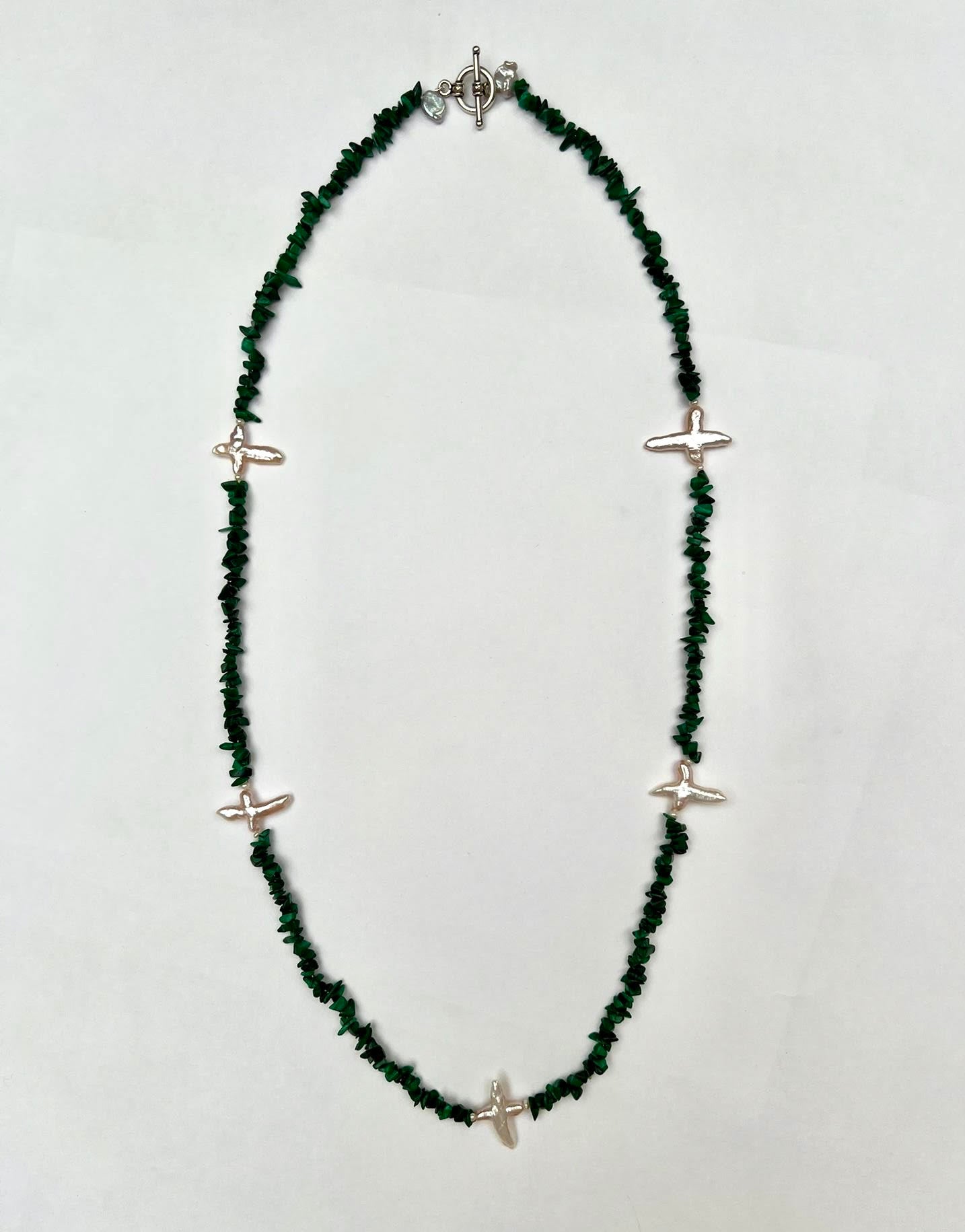 Malachite and pearl crosses